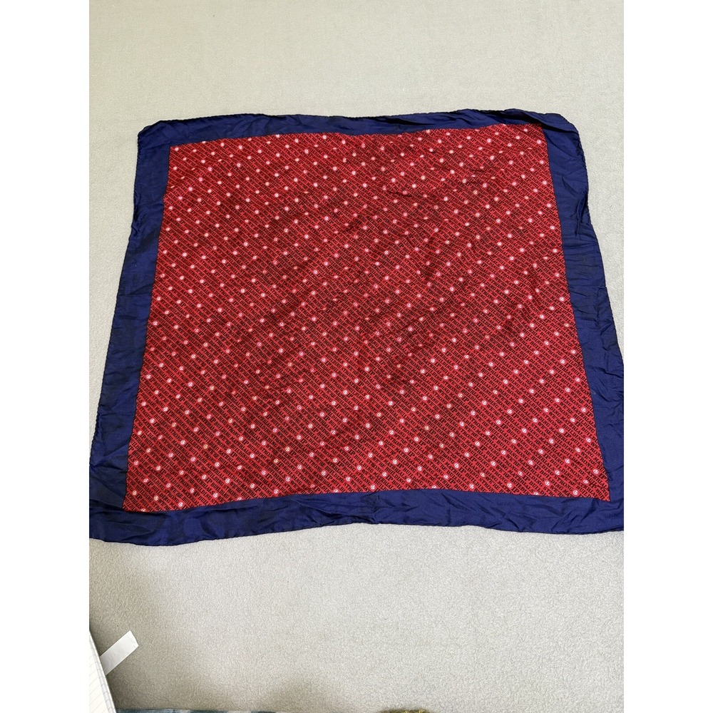 Vtg Scarf Made In Italy IP Building‎ Materials 100% Silk Red White Blue Font - Picture 2 of 15